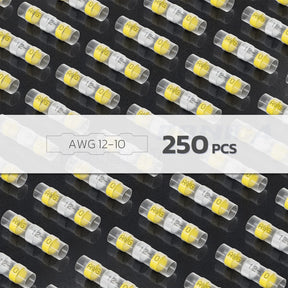 250PCS Yellow Solder Seal Wire Connectors AWG12-10,haisstronica Marine Grade Waterproof Solder Wire Connectors,Heat Shrink Butt Connectors,Insulated Butt Splice Electrical Connectors