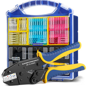 ワイヤーコネクタセット AWG 22-10 330/380個 9インチ圧着工具とオーガナイザー付き