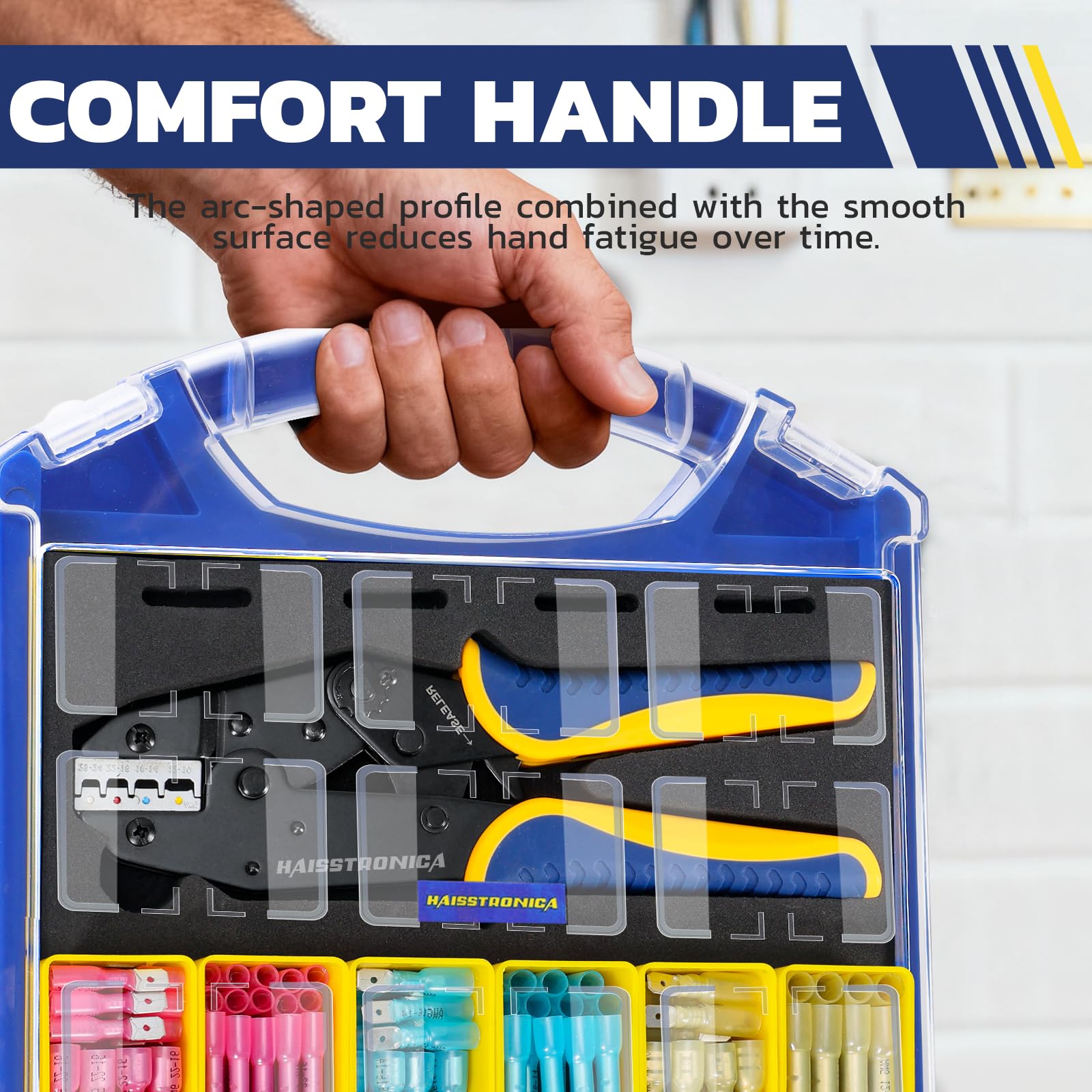 ワイヤーコネクタセット AWG 22-10 330/380個 9インチ圧着工具とオーガナイザー付き