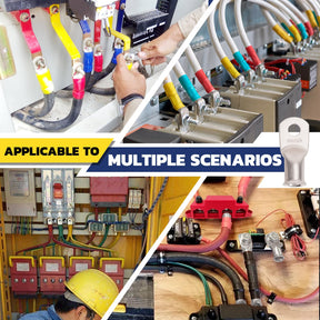 Haisstronica Lot de 10 cosses de câble de batterie 1/4" (M6) AWG, cosses en fil de cuivre robustes avec 10 gaines thermorétractables adhésives 3:1, cosses de fil de calibre 1/4, connecteur de borne de batterie, embouts de câble de batterie
