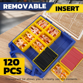 Haisstronica Lot de 10 cosses de câble de batterie 1/4" (M6) AWG, cosses en fil de cuivre robustes avec 10 gaines thermorétractables adhésives 3:1, cosses de fil de calibre 1/4, connecteur de borne de batterie, embouts de câble de batterie