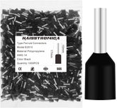 haisstronica 1000PCS Wire Ferrules Connectors,Black AWG14 Wire End Ferrule Terminals,Crimp Pin Cord End Terminals