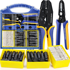 haisstronica 25PCS Solar Crimping Tool Kit, 20 Pairs MC4 Connectors AWG14-10(2.5/4/6mm²) with Stripper and Spanners for Solar Panel PV Cable Installation