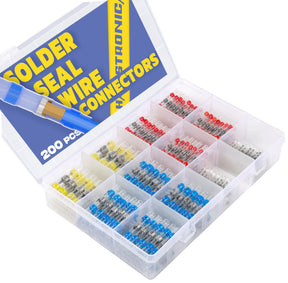 200PCS Solder Seal Wire Connectors-haisstronica-Heat Shrink Butt Connectors-Self Solder for Marine,Stereo(20Yellow 50White 65Red 65Blue) Solder Sleeve