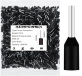 haisstronica 1000PCS Wire Ferrules Connectors,Black AWG20 Wire End Ferrule Terminals,Crimp Pin Cord End Terminals