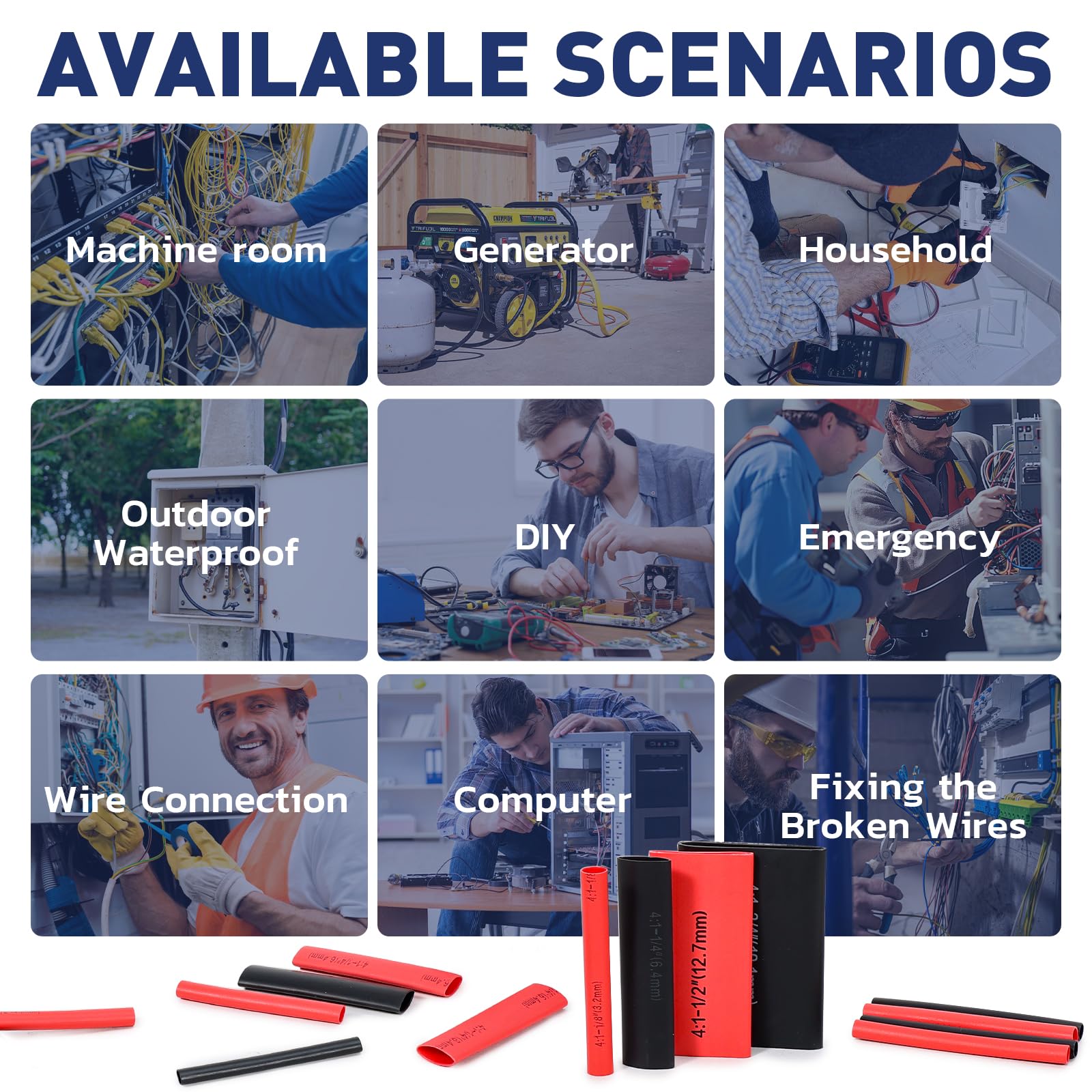 600PCS 4:1 Heat Shrink Tubing Kit