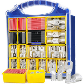 Haisstronica Lot de 10 cosses de câble de batterie 1/4" (M6) AWG, cosses en fil de cuivre robustes avec 10 gaines thermorétractables adhésives 3:1, cosses de fil de calibre 1/4, connecteur de borne de batterie, embouts de câble de batterie