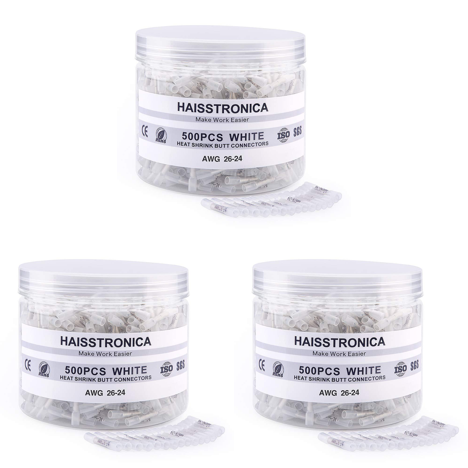 Light Replenishment - 3*500PCS White Heat Shrink Butt Connectors
