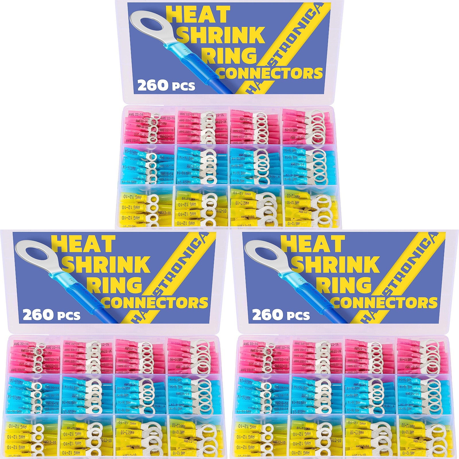 Light Replenishment - 3*260PCS Marine Grade Heat Shrink Ring Connectors