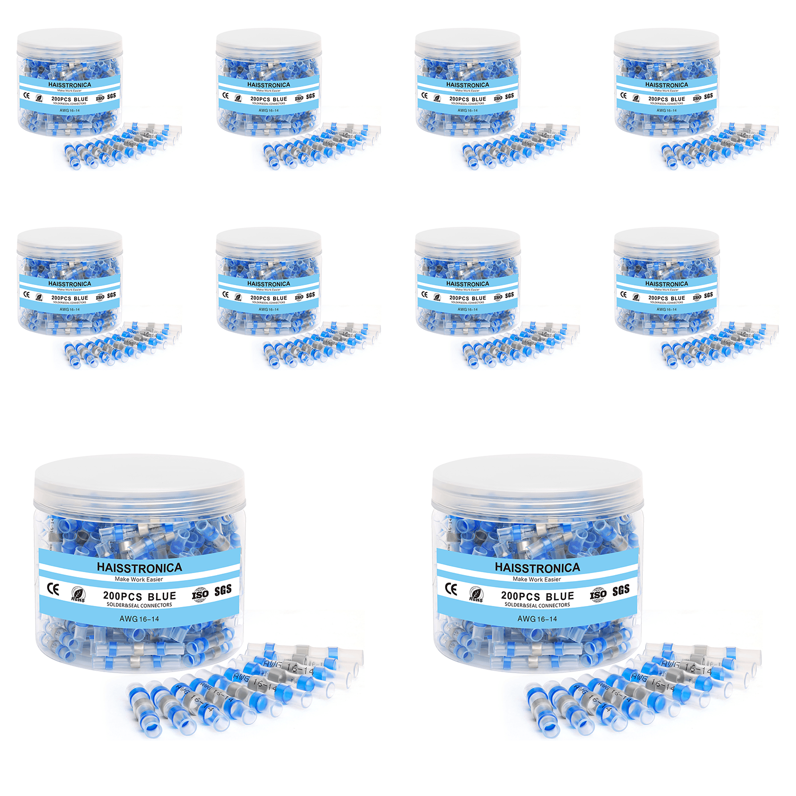 Monthly Stocking - 10*200PCS Solder Seal Wire Connectors AWG 16-14 Blue
