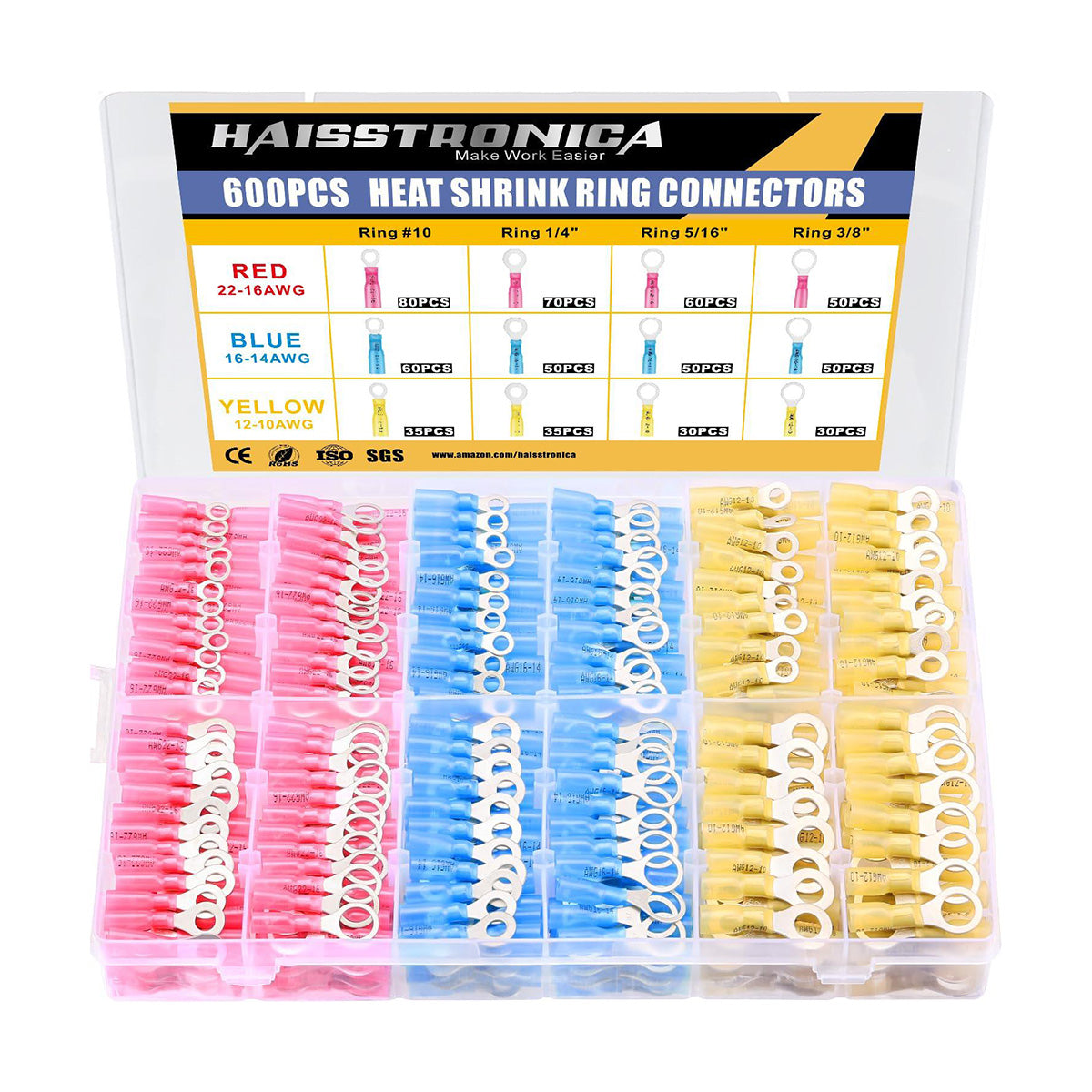Standard Stock - 5*260PCS Marine Grade Heat Shrink Ring Connectors