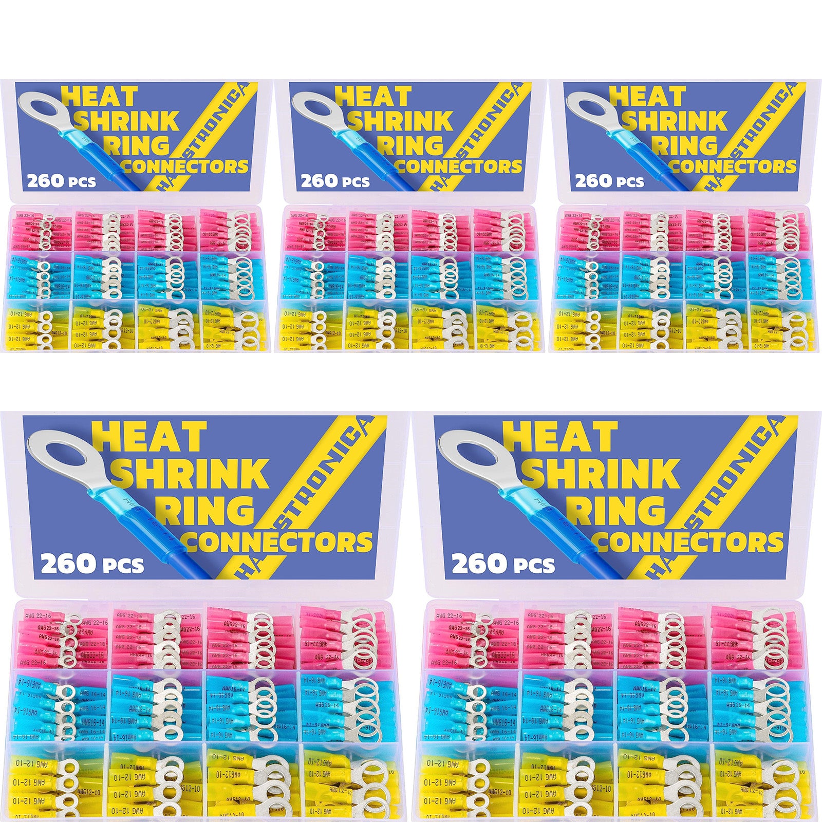 Standard Stock - 5*260PCS Marine Grade Heat Shrink Ring Connectors