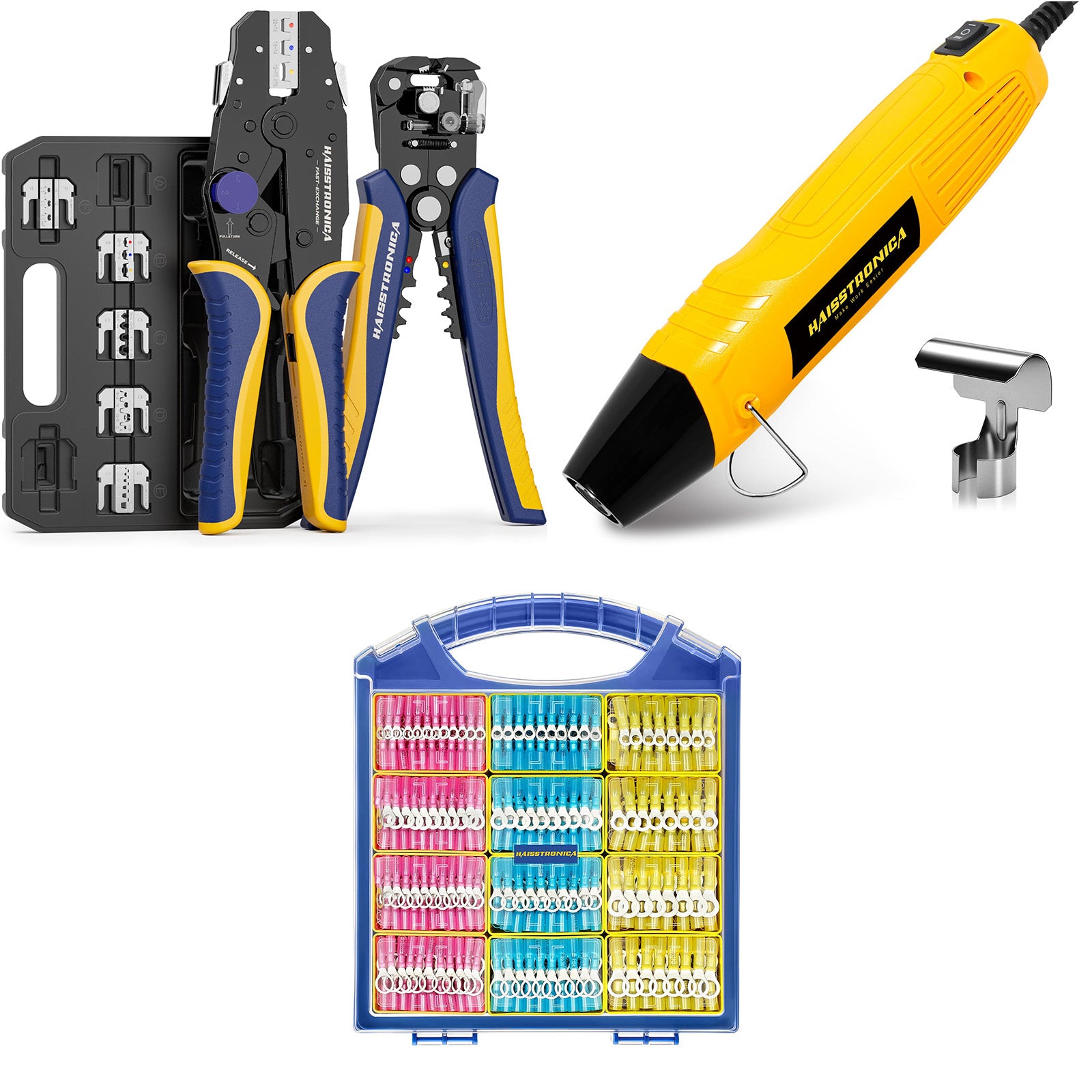 8PCS Crimping Tool Set & Mini Heat Gun & Ring/Spade/Bullet Terminals
