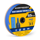 Haisstronica shrink tubing with adhesive (3/8", blue, 65ft) – waterproof, chemical-proof, and 3:1 ratio.
