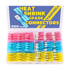 Haisstronica shrink wrap wire connectors kit (260pcs), ideal for industrial, automotive, and marine electrical repairs.