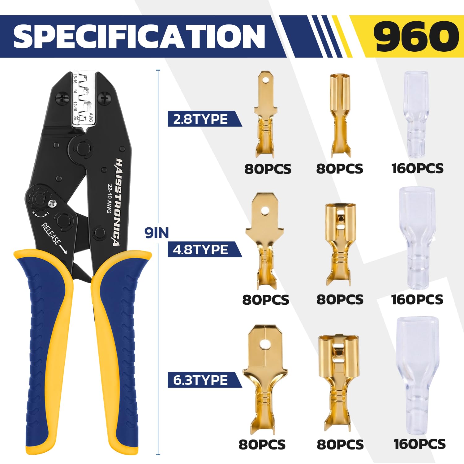 Brass Open Barrel Terminals with Crimping Tool