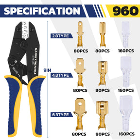 Brass Open Barrel Terminals with Crimping Tool