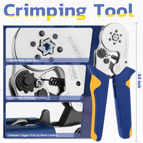 Ferrule Crimping Tool Kits (AWG 23-10 Ferrules Crimper+1200PCSTerminals)