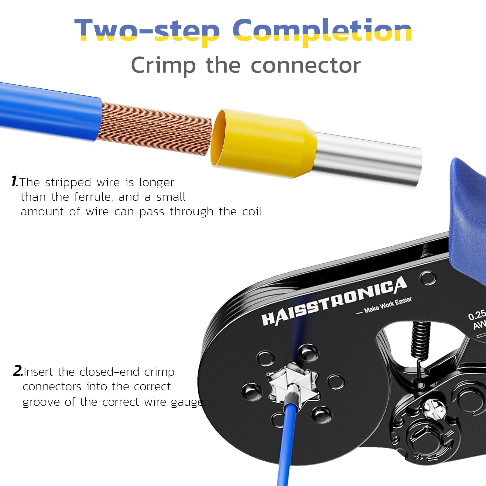 Ferrule Crimping Tool Kits (AWG 23-10 Ferrules Crimper+1200PCSTerminals)