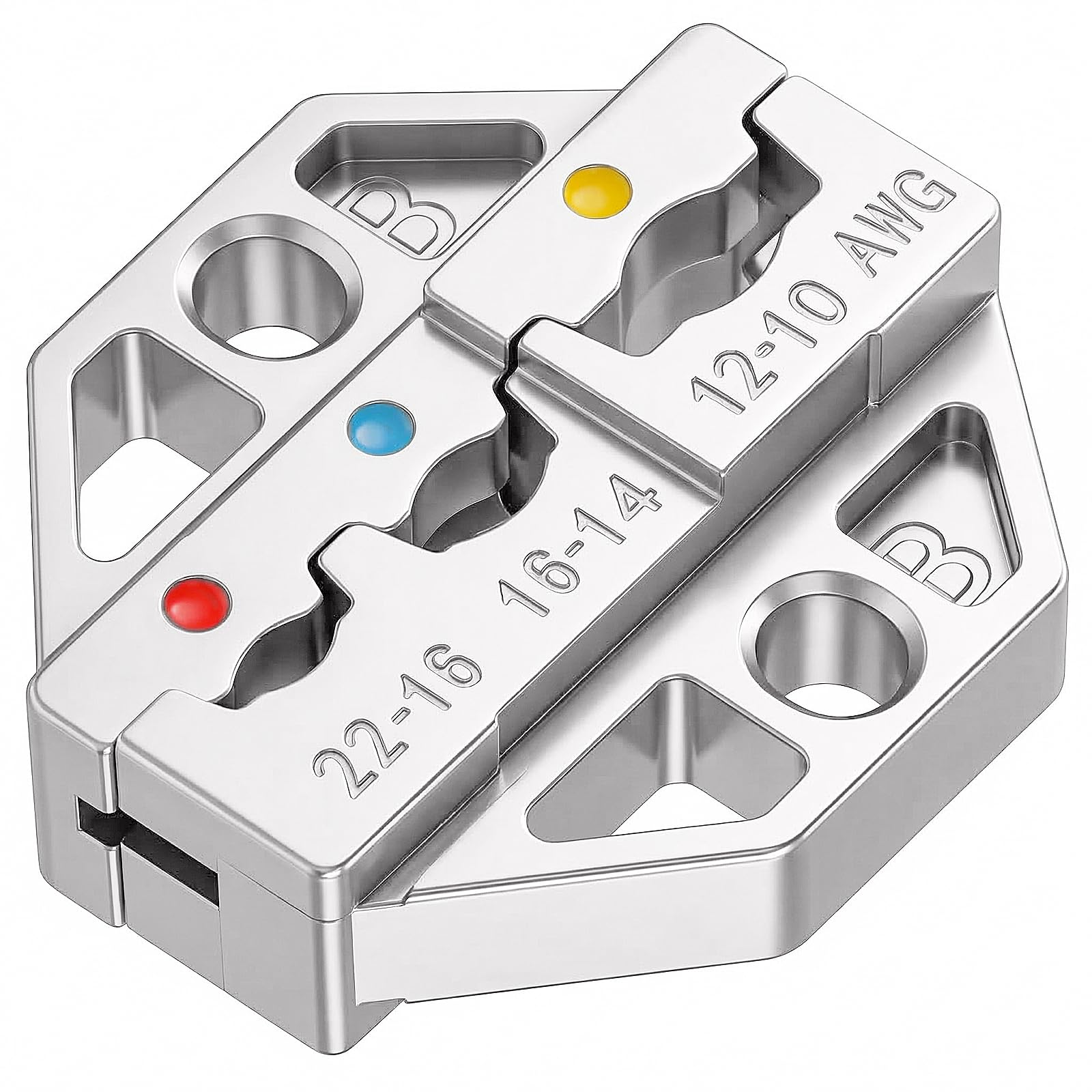 Haisstronica crimp tool die set (AWG 23-10) for automotive wiring and multi-material terminal crimping.