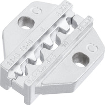 Haisstronica crimper dies for AWG 23-14 terminals, ideal for non-insulated connectors in tight spaces.