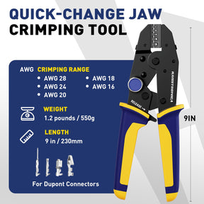 Quick Change Jaws Crimping Tool for Dupont Connectors AWG 28-16