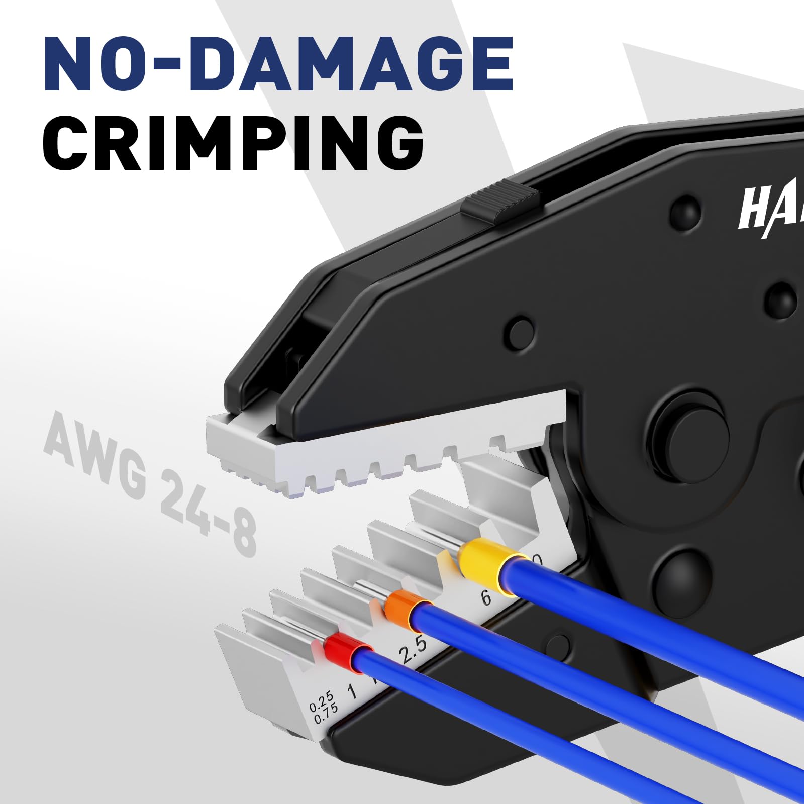 Quick Change Jaws Crimping Tool for Ferrule Terminals AWG 24-8