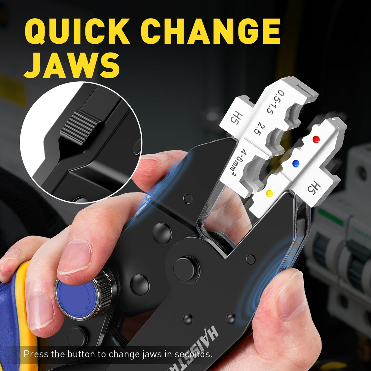 Quick Change Jaws Crimping Tool for Insulated Nylon Wire Connectors AWG 22-10