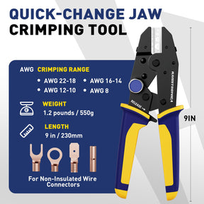 AWG 22-10 熱収縮コネクタ用ラチェット式ワイヤ端子圧着工具
