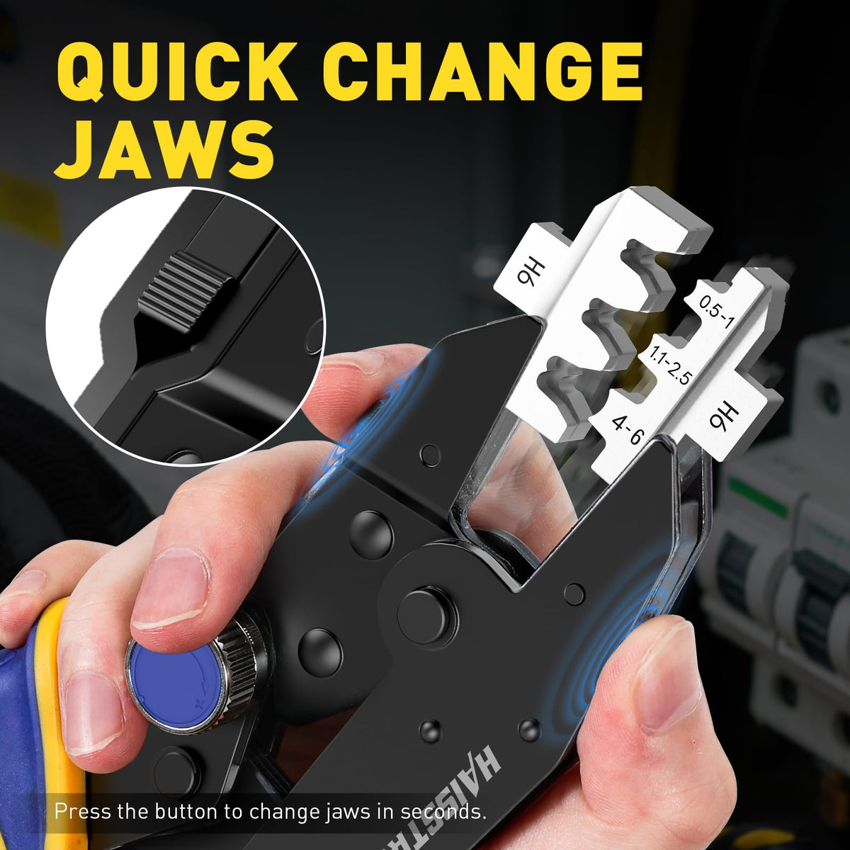 Quick Change Jaws Crimping Tool for Open Barrel Terminals AWG 20-10