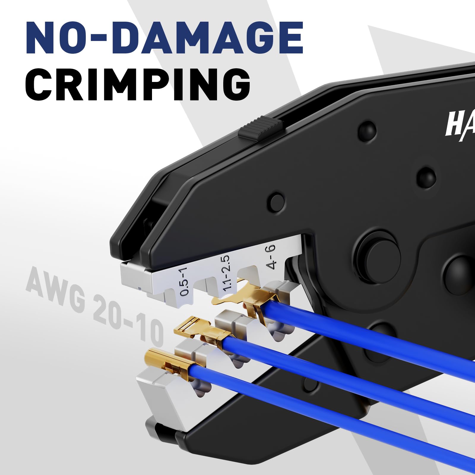 Quick Change Jaws Crimping Tool for Open Barrel Terminals AWG 20-10