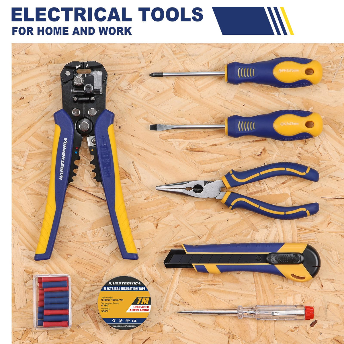 Haisstronica electrical tools for home/work + insulation tape kit - all-in-one solution for electricians