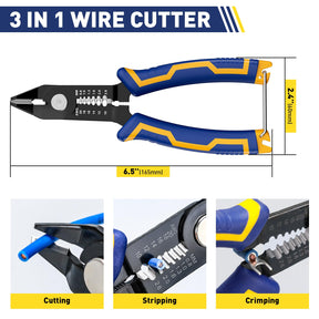 🔥Clearance🔥 3 in 1 Cutter/Stripper/Crimping 6-inch Precision Flush Pliers