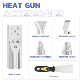 Haisstronica shrink tube heat gun accessories: Includes concentrator/reflector nozzles and scraper for versatile use.