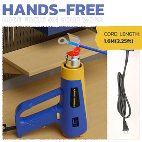 Haisstronica best heat gun: Hands-free operation with 1.6m cord for focused work during projects.