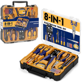 Haisstronica 8-in-1 electrician tool set with durable carrying case - comprehensive electrical toolkit