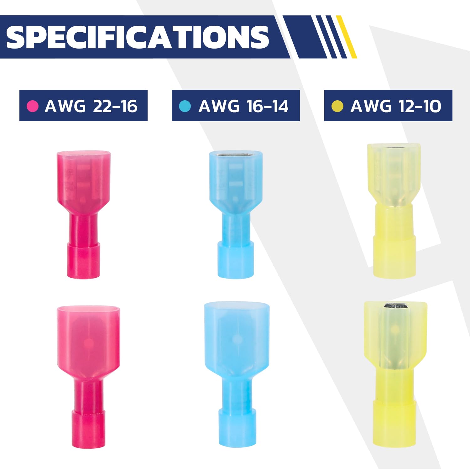 Nylon Spade Connectors Kit AWG 22-10-Bottle
