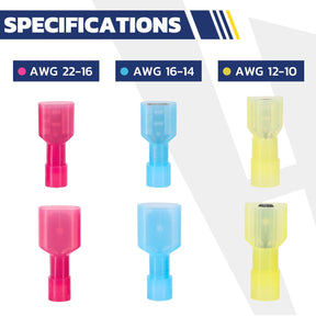 Nylon Spade Connectors Kit AWG 22-10-Bottle