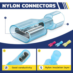Nylon Spade Connectors Kit AWG 22-10-Bottle