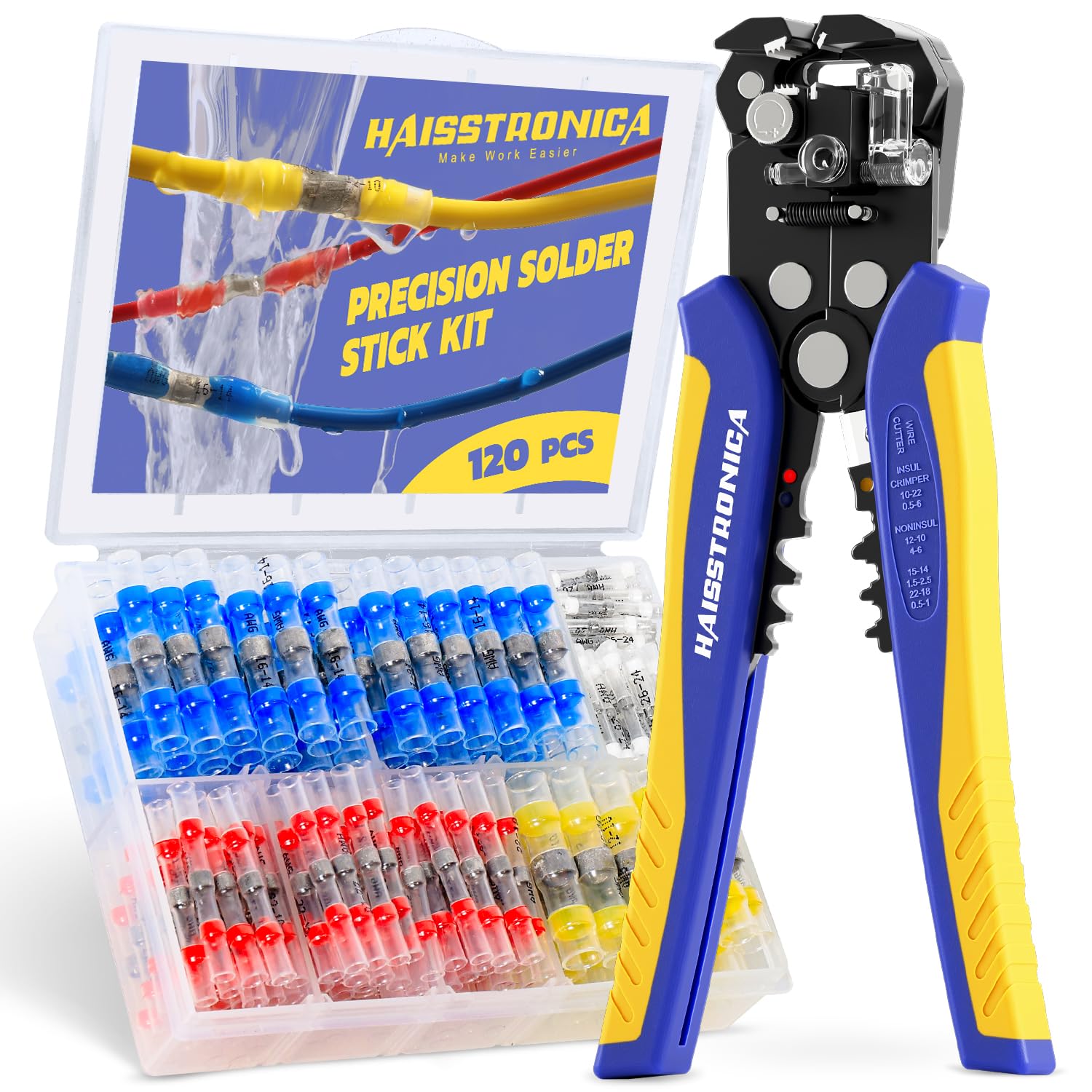 Haisstronica soldering connectors kit (400-pc): Precision solder sticks for creating waterproof electrical joins.