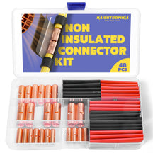 Non Insulated Bare Copper Butt Connectors with 3:1 Heat Shrink Tubing Kit - Boxed