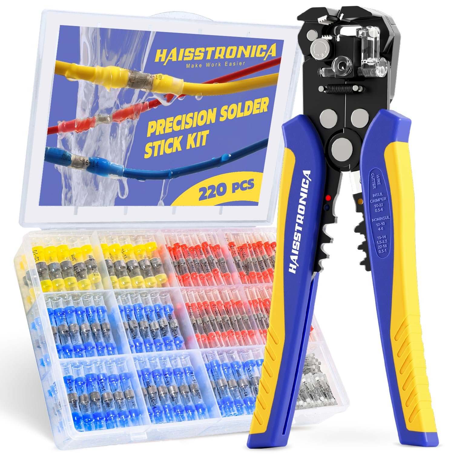 Haisstronica 560-pc solder shrink tubes kit: Comprehensive solution for soldering and heat-shrinking wire connections.