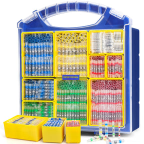 Portable case highlighting solder for automotive wiring with red, blue and yellow connectors ready for roadside repairs.