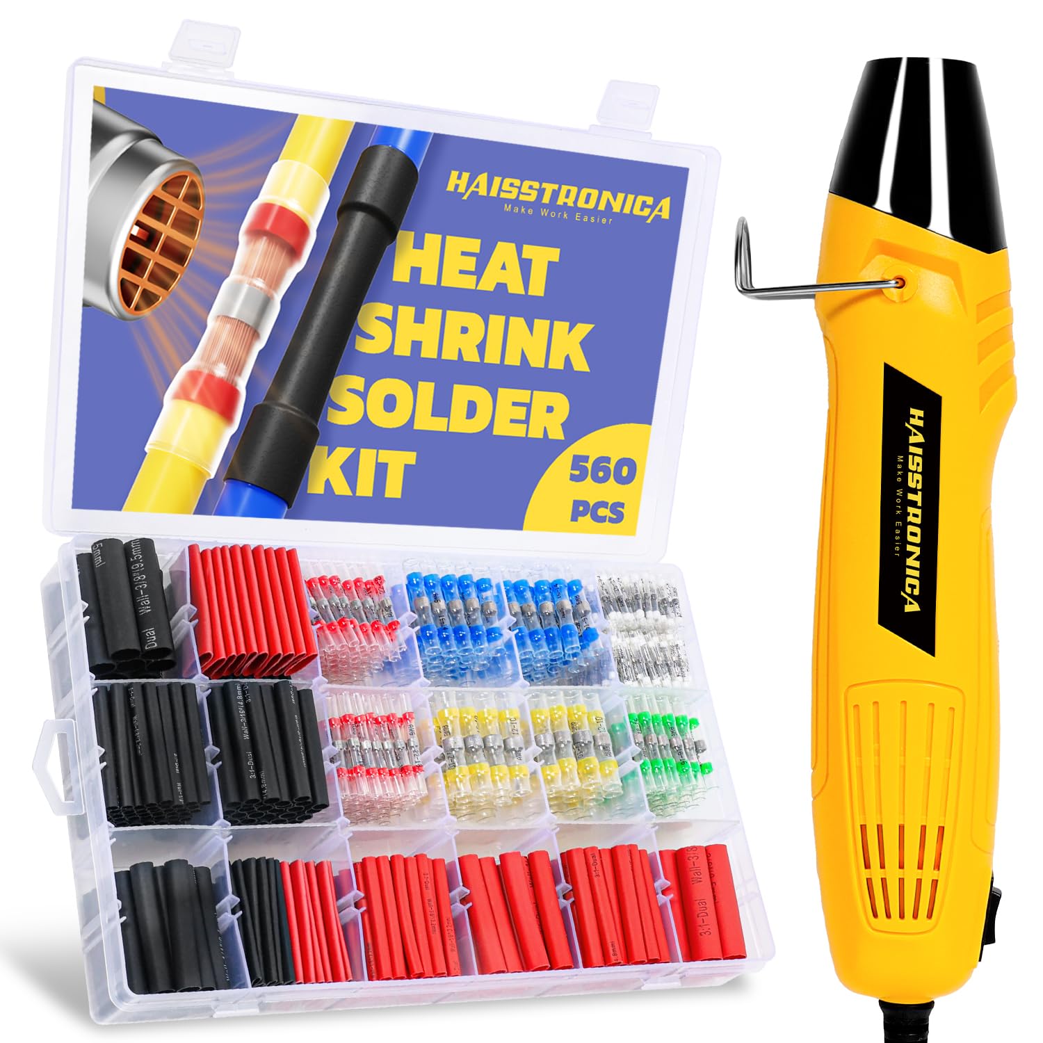 560pc Haisstronica wire connector kit: Complete solution for heat shrink tubing and solder seal applications