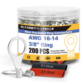 Haisstronica crimpers non-insulate ready fork connector jar with 200pcs uninsulated lugs and heat shrink tubing