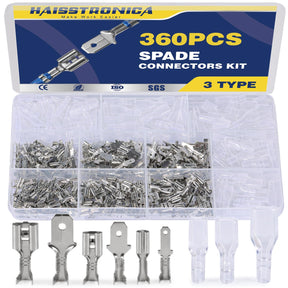 Open Barrel Male and Female Spade Connectors Kit