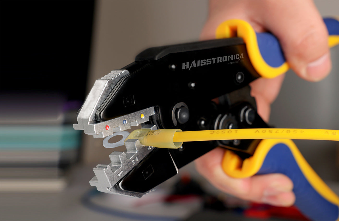 Haisstronica wire crimping tool in use