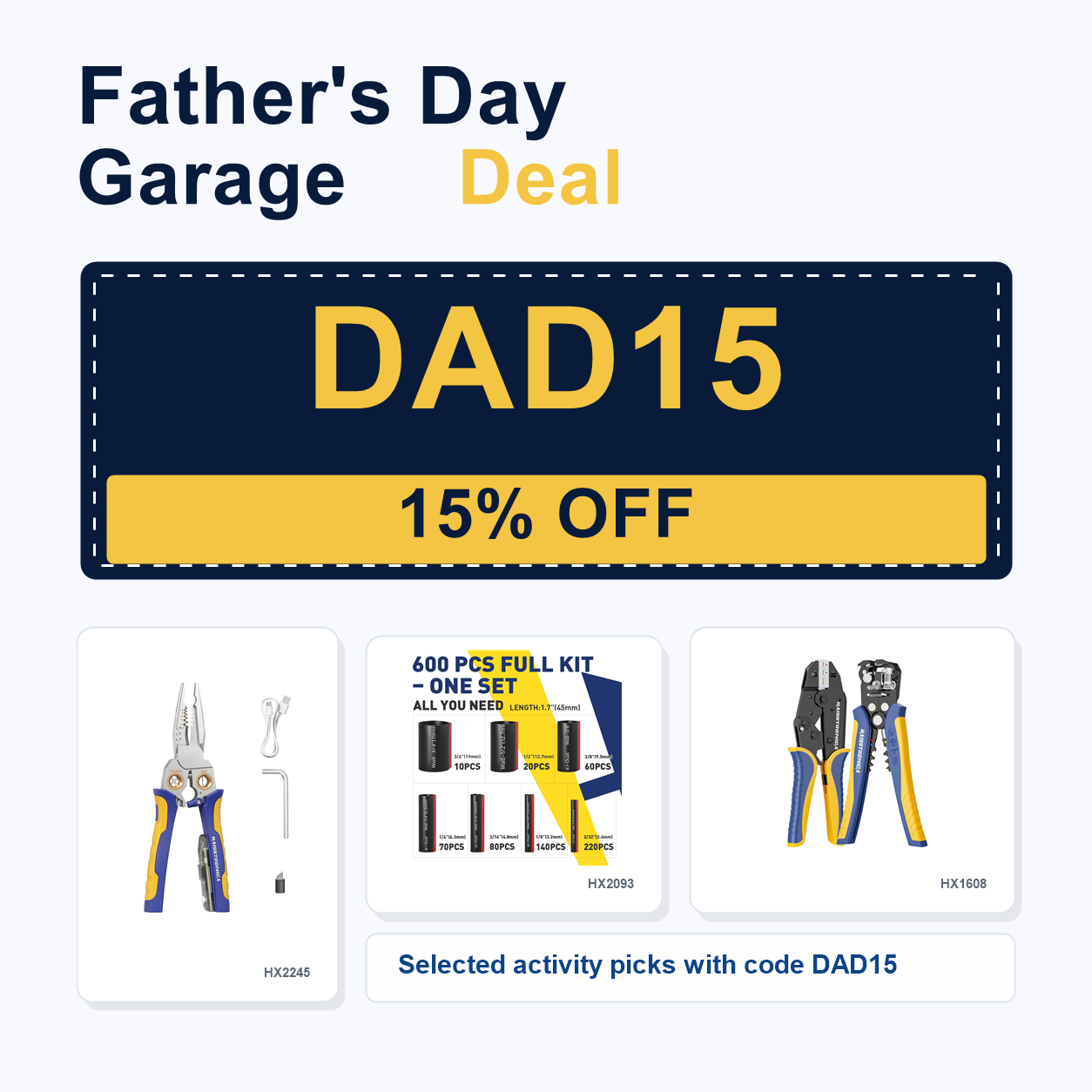 Father's Day DAD15 mobile garage upgrade deal with Haisstronica wiring tools.