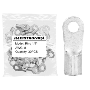 Non-Insulated Copper Wire Connectors 50PCS/100PCS AWG 22-10 #8 #10 1/4" 5/16" 3/8" - Ring Terminals