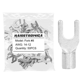 Non-Insulated Copper Wire Connectors 50PCS/100PCS AWG 22-10 #8 - Fork Terminals